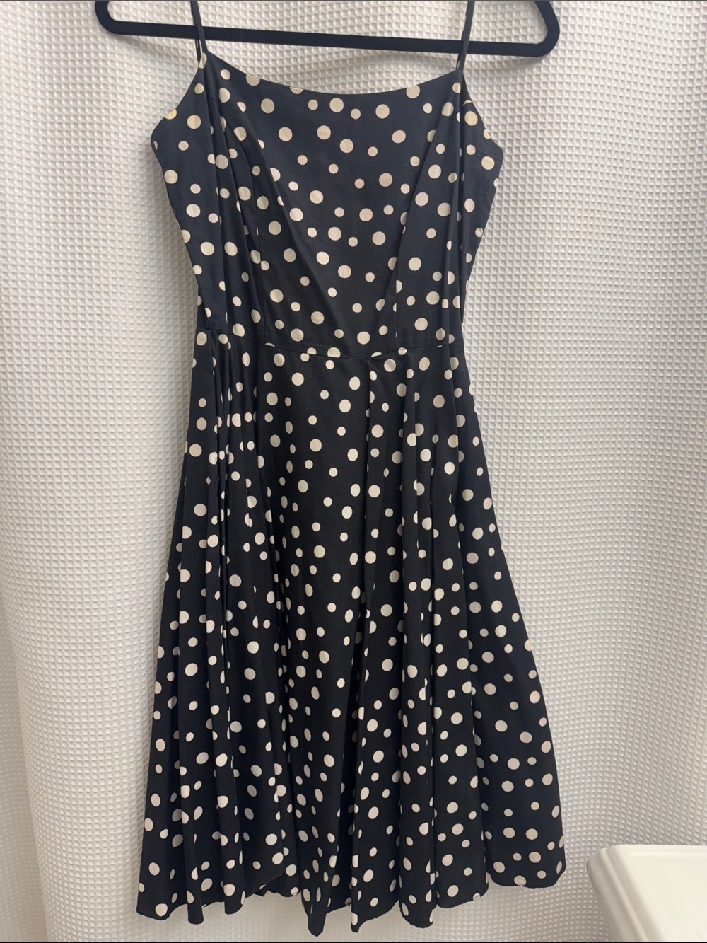 White House Black Market Black and Cream Polka Dot Dress